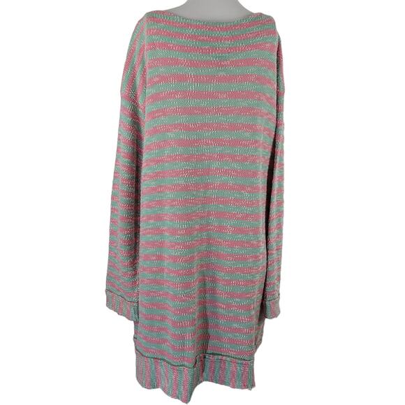 Soft Surroundings Pink Green Strip Beachy Lounge Casual Women's Dress 1X - Picture 3 of 4